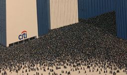 small people hurrying to work for Citi