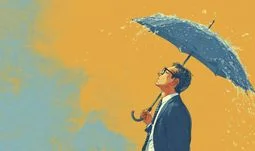 a banker holding an umbrella