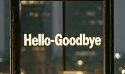  a sign that says hello-goodbye