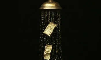 golden money in a shower