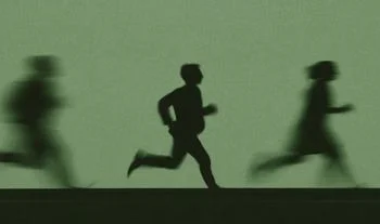 Silhouette of bankers running 