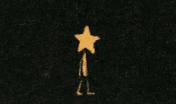 a man with a star for a head walking away 